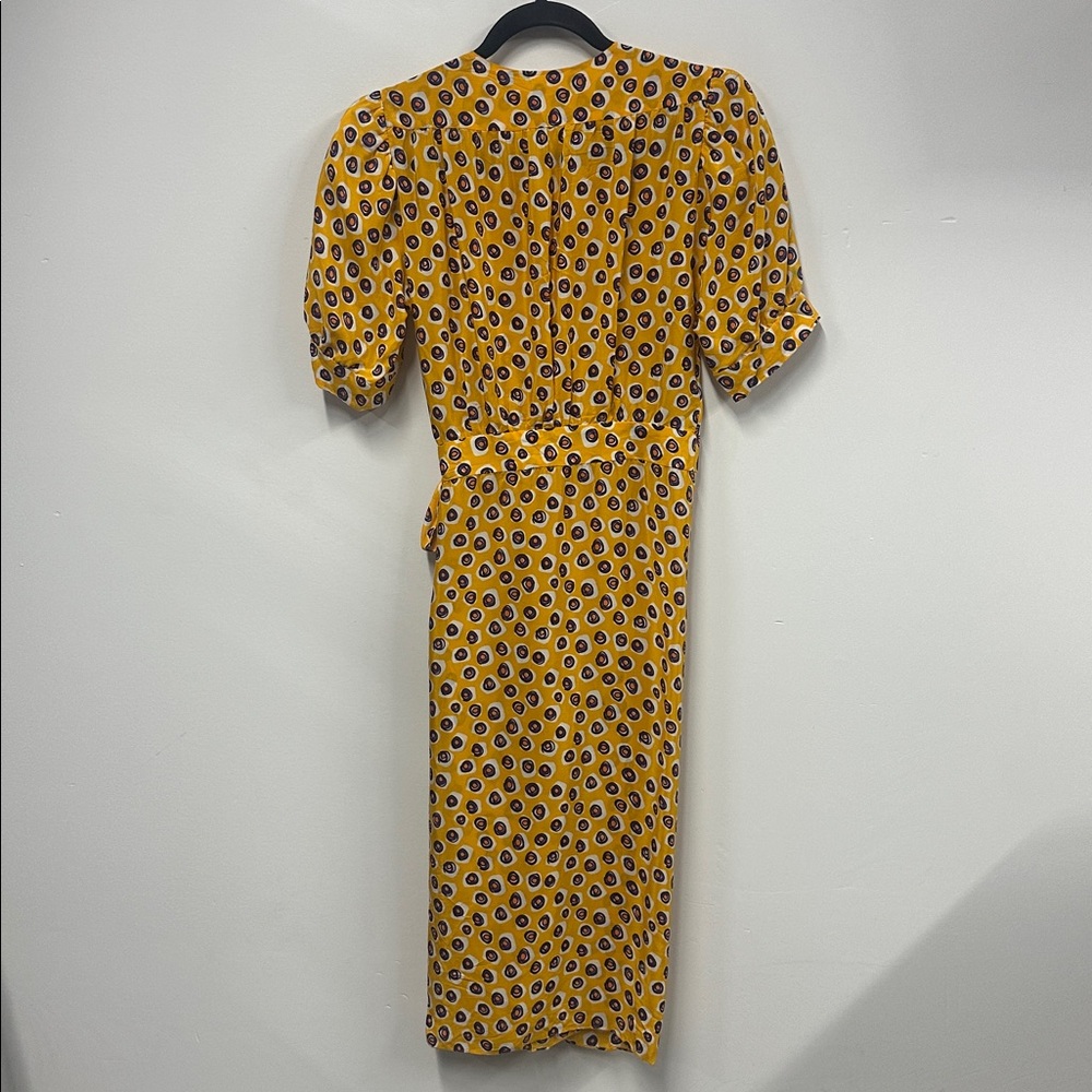 Moschino Yellow and Purple Patterned Silk Dress 6 - Picture 6 of 6